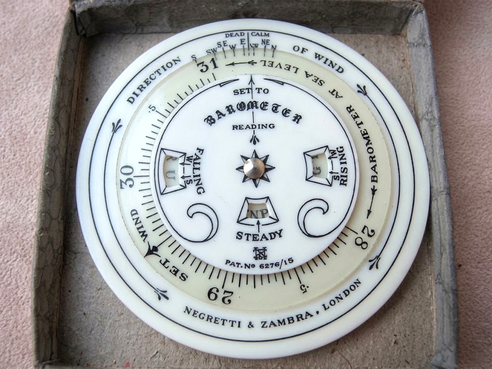 1920's Negretti & Zambra pocket weather forecaster